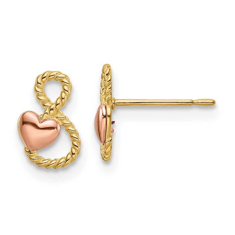 Heart Post Earrings 14k Two-Tone Gold YE2022, MPN: YE2022, 191101731723