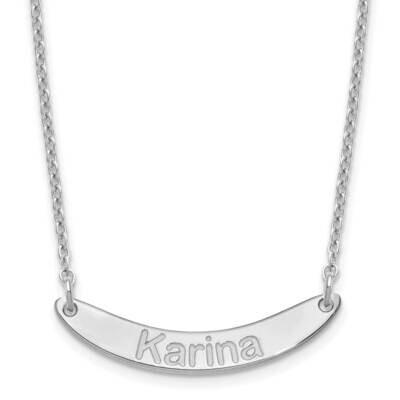 Small Polished Curved Arial Rounded Bar Necklace Sterling Silver Rhodium-plated XNA1218SS, MPN: XNA…