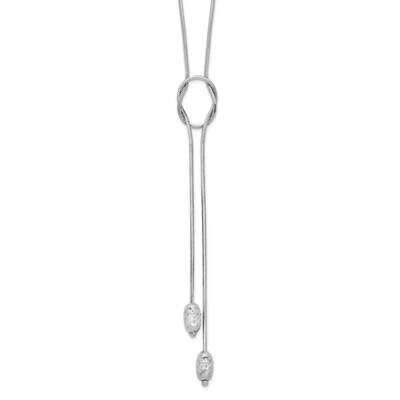 Diamond-Cut Beads Fancy Loop Drop Necklace 18 Inch Sterling Silver Rhodium-Plated QG6005-18, MPN: Q…
