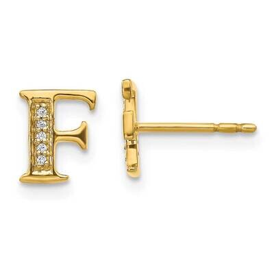 Initial F Earrings 14k Gold Diamond EM4170F-003-YA, MPN: EM4170F-003-YA, 883957376622