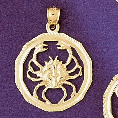 Dazzlers Jewelry Cancer Crab Zodiac Pendant Necklace Charm Bracelet in Yellow, White or Rose Gold 9…