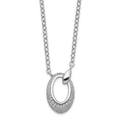 Necklace Sterling Silver Rhodium Plated CZ Diamond QG5417-17.5, MPN: QG5417-17.5, 886774093901