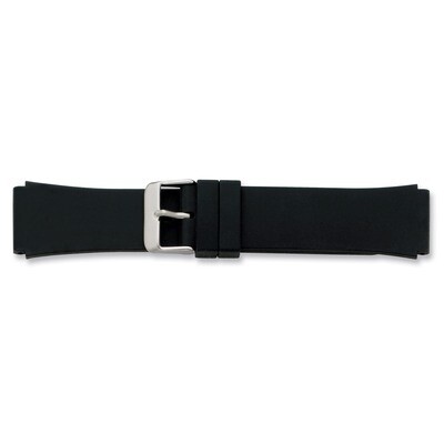 18mm Black Smooth Silicone Rubber Watch Band 8 Inch Silver-tone Buckle BA217-18, MPN: BA217-18, 886…