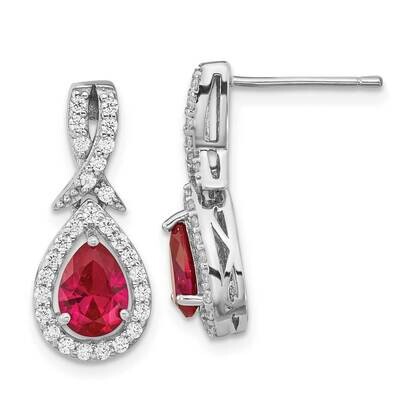 Cheryl M Ss Rhod-Plated Lab Created Ruby and CZ Diamond Post Dangle Earrings QCM1515, MPN: QCM1515,…
