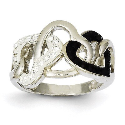 Sterling Silver Rhodium Plated Stellux Crystal Ring QR4187-6