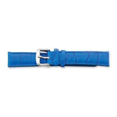 20mm Blue Crocodile Grain Chrono Silver-tone Buckle Watch Band BA49-20, MPN: BA49-20, 886774146348