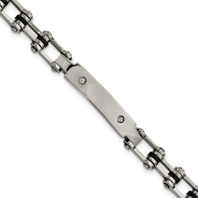 Black IP-plated CZ Bracelet Stainless Steel Polished SRB1990-8.5 by Chisel, MPN: SRB1990-8.5, 19110…