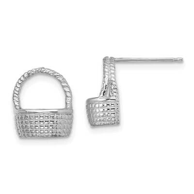 Basket Post Earrings Flat Back ((1of2) 14k White Gold TE861W, MPN: TE861W, 883957983608