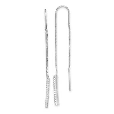 Threader Earrings Sterling Silver Rhodium-plated CZ Diamond QE14954, MPN: QE14954, 883957962948