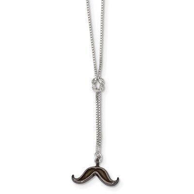 Rhodium-plated Mustache Necklace 18 Inch Sterling Silver QG4454-18, MPN: QG4454-18,