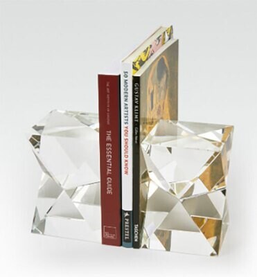 Tizo Crystal Glass Bookend Rectangular Diamond Cut Pair PH664BOK, MPN: PH664BOK,