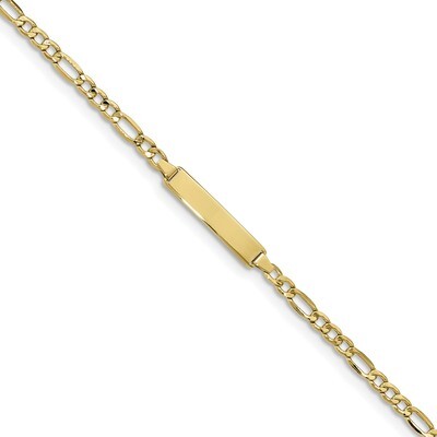 7 Inch Semi-solid Figaro Link ID Bracelet 10k Gold 10DCID140-7, MPN: 10DCID140-7, 191101440793