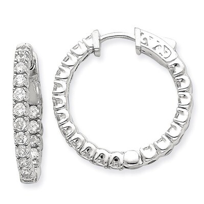 Diamond Round Hoop with Safety Clasp Earrings 14k White Gold XE2012WAA, MPN: XE2012WAA, 191101381287