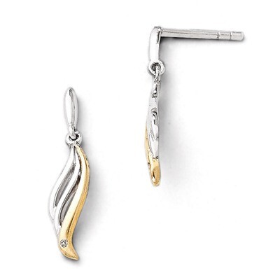 Gold-plated and .01ct Diamond Post Earrings Sterling Silver QW380, MPN: QW380, 191101479748