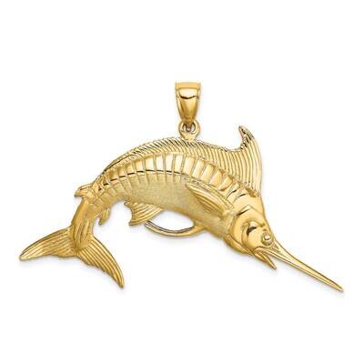 Satin Blue Marlin Charm 14k Gold 3-D Polished K8013, MPN: K8013, 637218051793