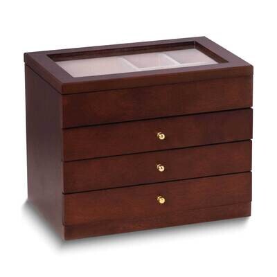 Rosewood Finish Wood 3-Drawer Jewelry Box GM24090, MPN: GM24090, 797140586845