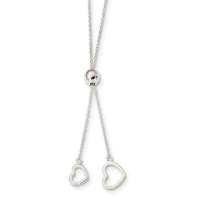 2-Heart Adjusts up to 19.5 inch Necklace 19.5 Inch Sterling Silver Polished QG4371-19.5, MPN: QG437…