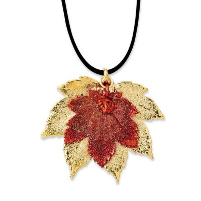 Double Full Moon Maple Leaf Necklace 24k Gold/Iridescent Copper Dipped BF1963-20, MPN: BF1963-20, 8…