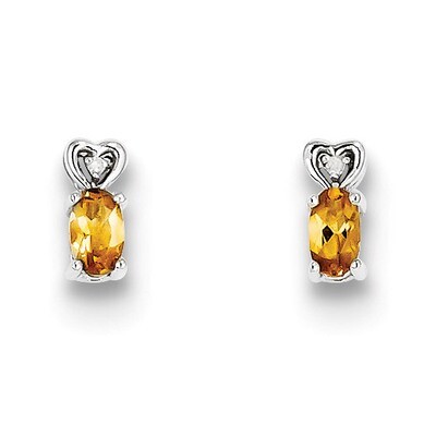 Citrine &amp; Diamond November Earrings Sterling Silver QBE23NOV, MPN: QBE23NOV, 883957495330