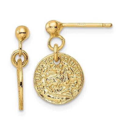 Coins Post Dangle Earrings 14k Gold Polished SF2937E, MPN: SF2937E, 883957982274