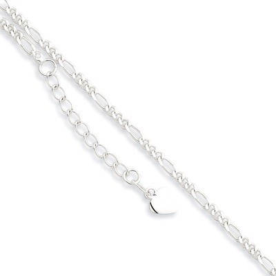 9 Inch Polished Figaro Anklet Sterling Silver QG2760-9, MPN: QG2760-9, 886774961576