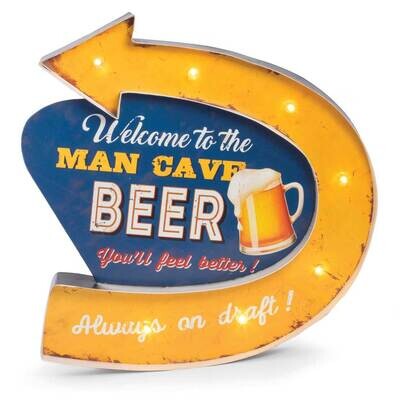 Man Cave Metal Sign with LED Lights Wall Mountable GM21620, MPN: GM21620, 797140245018