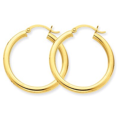 3mm Light Tube Hoop Earrings 14k Gold T936L, MPN: T936L, 883957287836