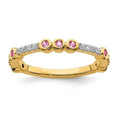 Pink Tourmaline &amp; Diamond Ring 14k Gold SK2073, MPN: SK2073, 191101214455