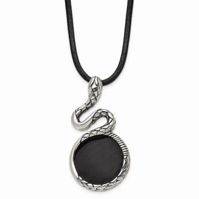 Antiqued Enameled Snake Necklace Stainless Steel Polished SRN1722-20 by Chisel, MPN: SRN1722-20, 19…