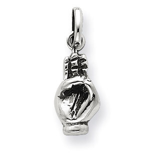 Antiqued Hand Symbol Charm Sterling Silver QC6981