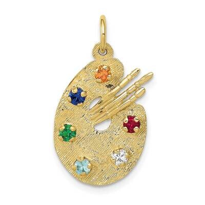 CZ Diamond Stones Artist Palette Charm 10k Gold 10A3737, MPN: 10A3737,