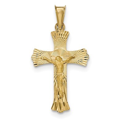 Satin and Diamond -cut Crucifix Pendant 14k Gold Polished K5551, MPN: K5551, 191101360114
