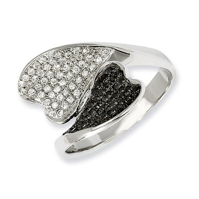 CZ Brilliant Embers Hearts Ring Sterling Silver QMP490-6