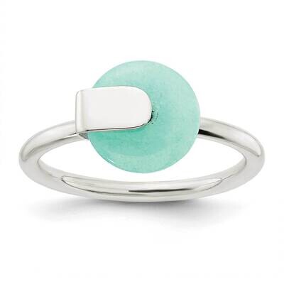 Round Imitation Turquoise Ring Sterling Silver Polished QR7338, MPN: QR7338,