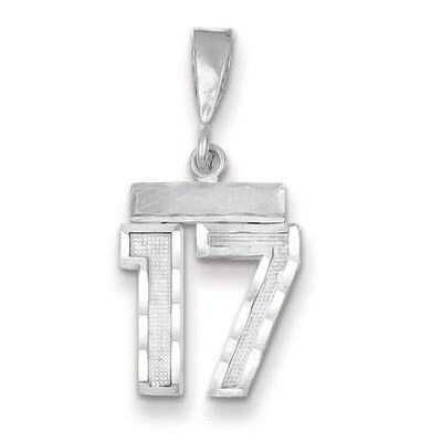 Number 17 Charm Small Diamond -cut 14k white Gold WSN17, MPN: WSN17, 883957111575
