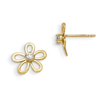 CZ Children&#39;S Flower Post Earrings 14k Gold GK809, MPN: GK809, 191101367458