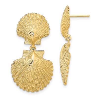 Double Scallop Dangle Earrings 14k Gold TE830, MPN: TE830, 637218065875