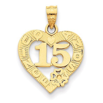 15 in Quince Anos Heart Frame Pendant 14k Gold C2971, MPN: C2971, 637218025602