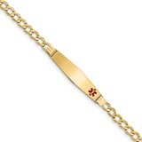 8 Inch Medical Soft Diamond Shape Red Enamel Curb Link 6.75mm Id Bracelet 14k Gold XM564FC-8, MPN: …