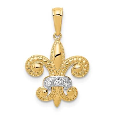 Polished Diamond Fleur De Lis Pendant 14k Gold Rhodium PM5155-003-YA, MPN: PM5155-003-YA, 196904094…