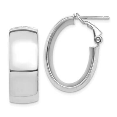 10mm Omega Back Oval Hoop Earrings 14k White Gold High Polished PRE972W, MPN: PRE972W, 191101985133