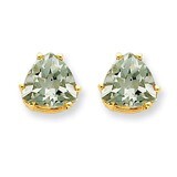 8mm Trillion Green Quartz Earrings 14k Gold XE96CG, MPN: XE96CG, 883957110332