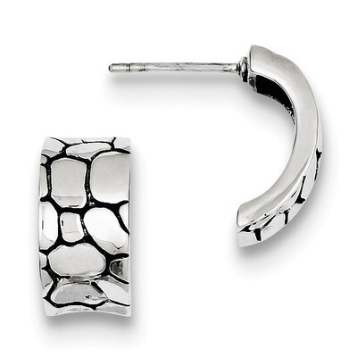 Rock Pattern Concave Post Earrings Sterling Silver QE8596, MPN: QE8596, 883957568577