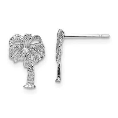 Palm Tree Post Earrings 14k White Gold TC566W, MPN: TC566W, 637218171897