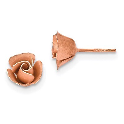 Satin Finish Diamond -cut Rose Post Earrings 14k Rose Gold TL1109, MPN: TL1109, 191101078361
