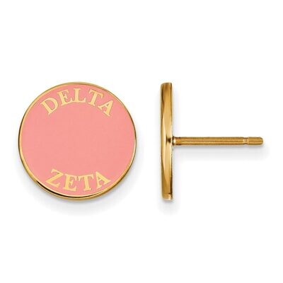 Delta Zeta Enameled Post Earrings Gold-plated Silver GP019DZ, MPN: GP019DZ, 886774923550