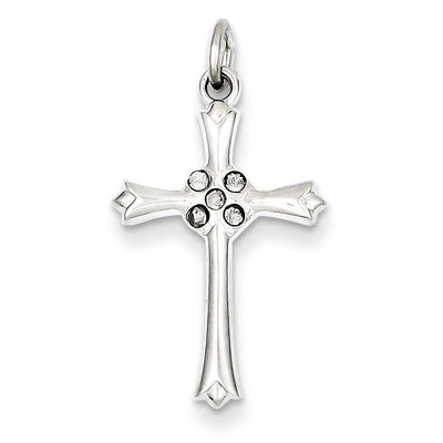 Sterling Silver Cross with Diamond Pendant QC7317