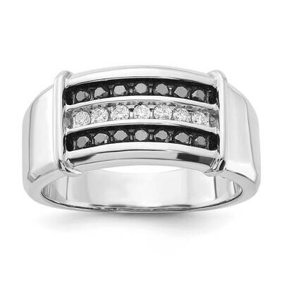 10k Gold White Gold Polished Black &amp; White Diamond Ring RDD2593G/WHTBK-0W