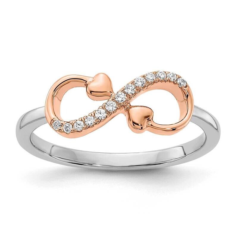 White & Rose Polished Infinity Hearts Diamond Ring 14k Two-tone Gold RM8407-007-WRA