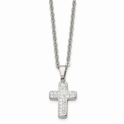 Crystal Cross Pendant Necklace Stainless Steel SRN515-22 by Chisel, MPN: SRN515-22, 886774040882